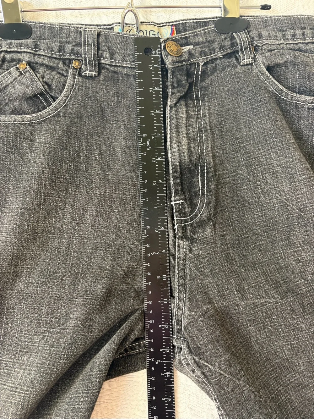 Y2K Indigo 30 Men's Black Cotton Denim Shorts 34 Waist BAGGY
